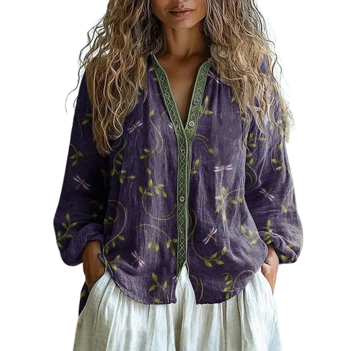 Ambre - Retro Leaf Pattern Top