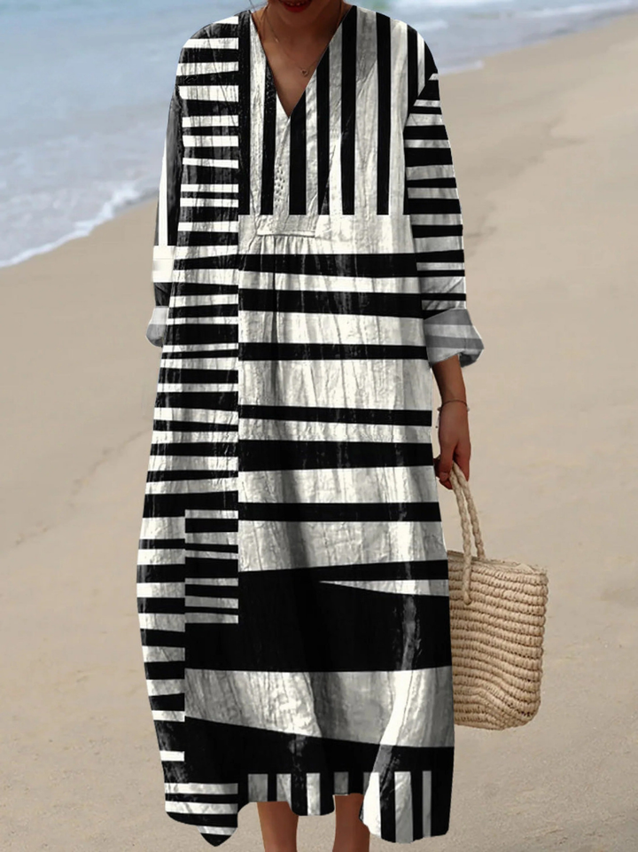 Women's Dress with Abstract Striped Print