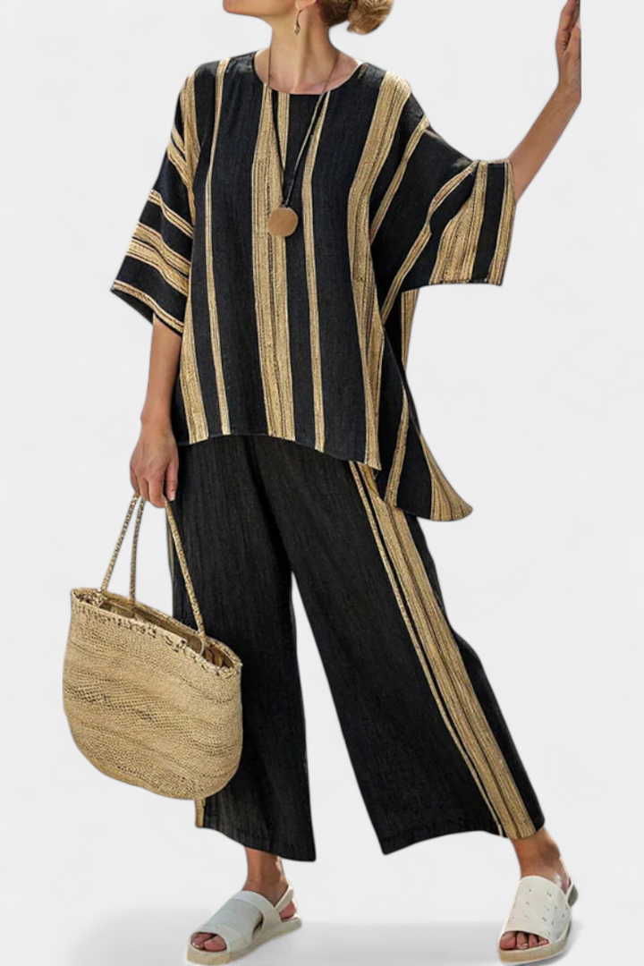 Calden | Cozy Oversized Striped Tee & Relaxed Fit Pants