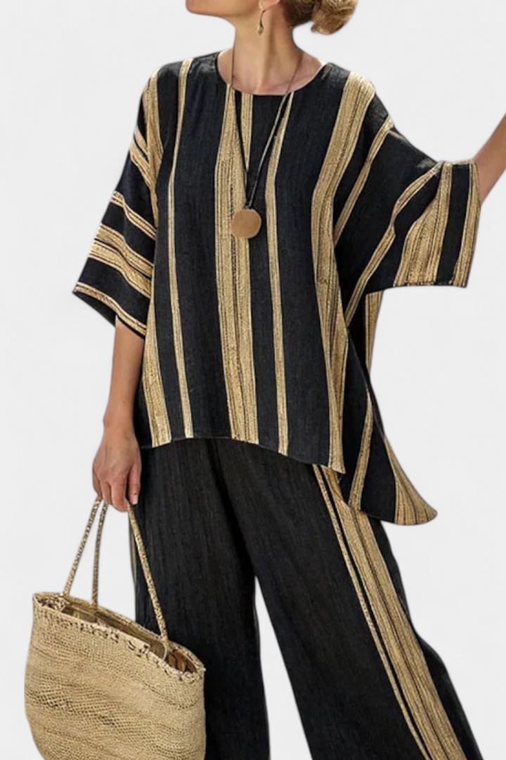 Calden | Cozy Oversized Striped Tee & Relaxed Fit Pants