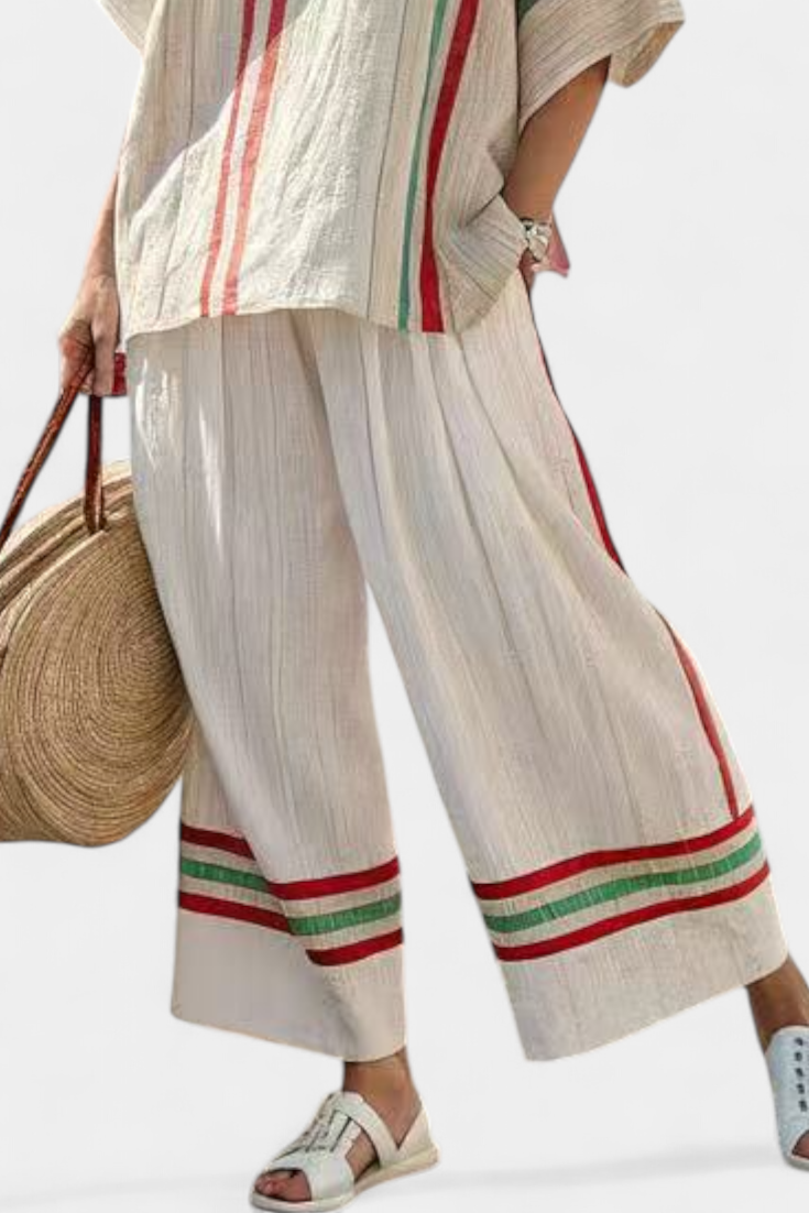 Truvane | Relaxed Boho Print Top & Easygoing Loose-Fit Trousers