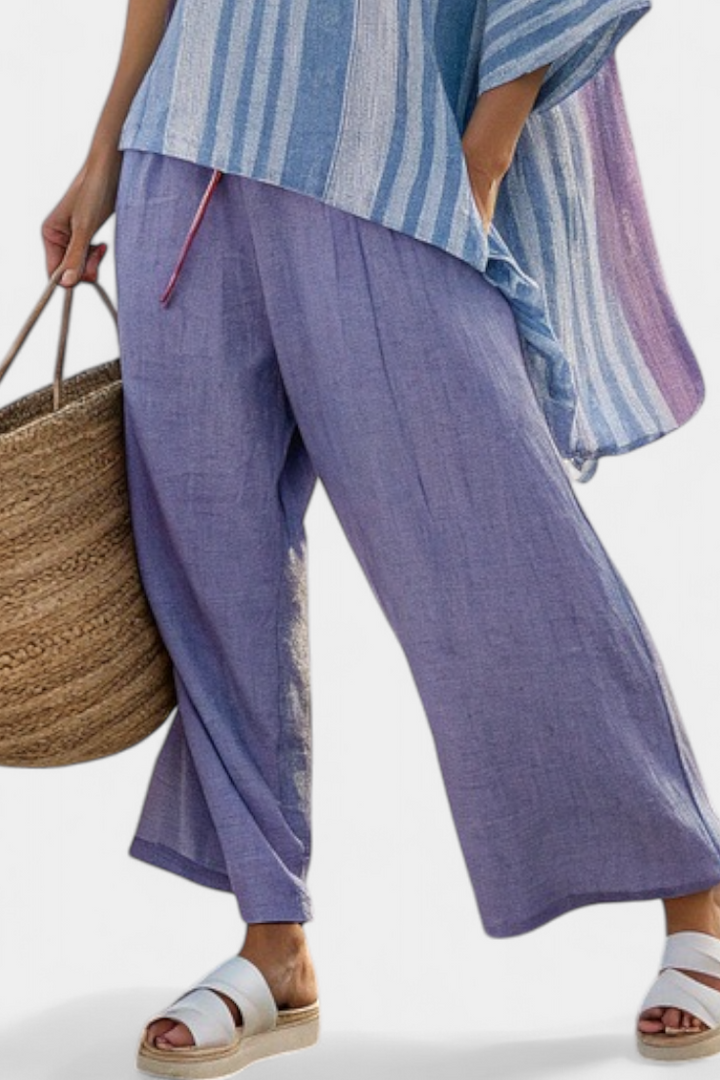 Zellora | Chic Lavender and Sky Blue Top with Matching Pants