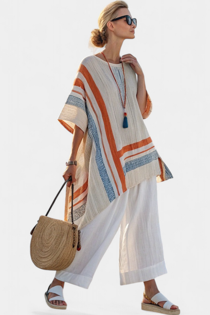 Caevan | Elegant Asymmetrical Top & Flowing Wide-Leg Trousers