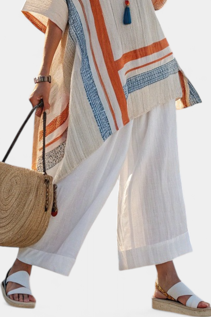 Caevan | Elegant Asymmetrical Top & Flowing Wide-Leg Trousers