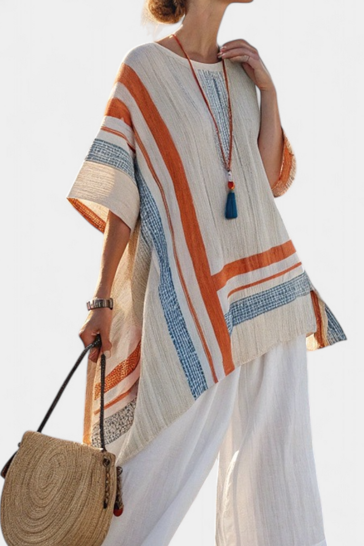 Caevan | Elegant Asymmetrical Top & Flowing Wide-Leg Trousers