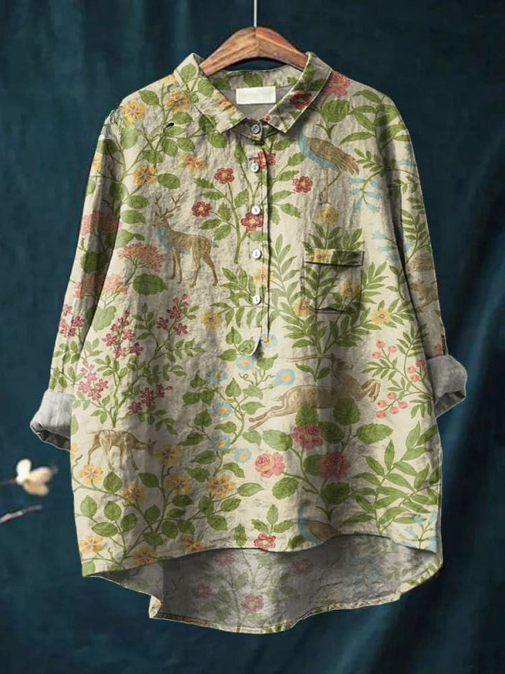 Olivia | Botanical Print Forest Shirt