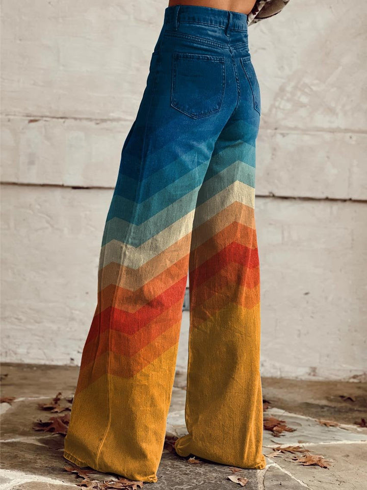 Grace™ - Chic Multicolor Striped Wide-Leg Trousers